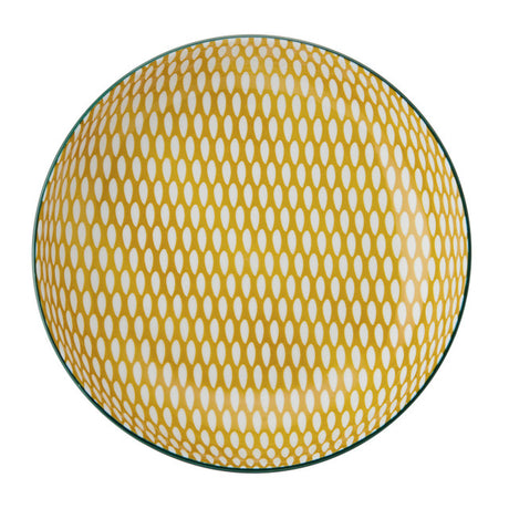 MIKASA GREEN LEAFY PATTERN STONEWARE BOWL 21CM