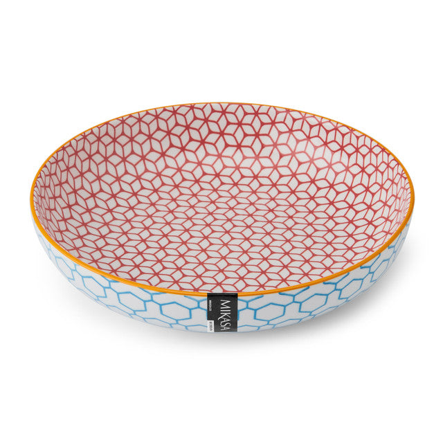 MIKASA GEOMETRIC BLUE STONEWARE BOWL 21CM