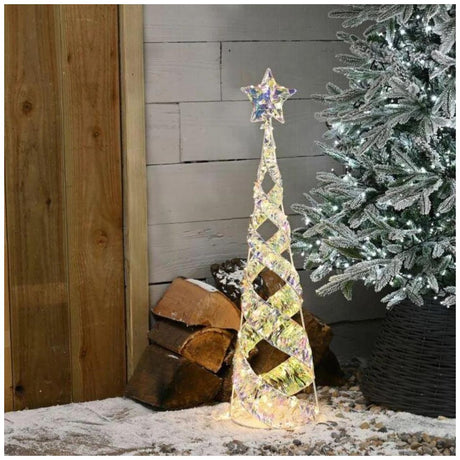 LIT STAR SHIMMER SPIRAL TREE WARM WHITE 80CM
