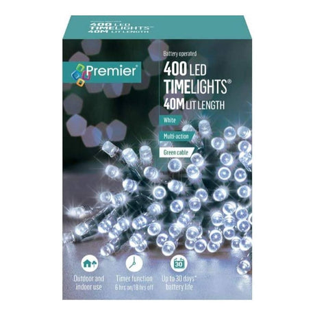 400 LED BATTERY OPERATED TIME LIGHTS WHITE