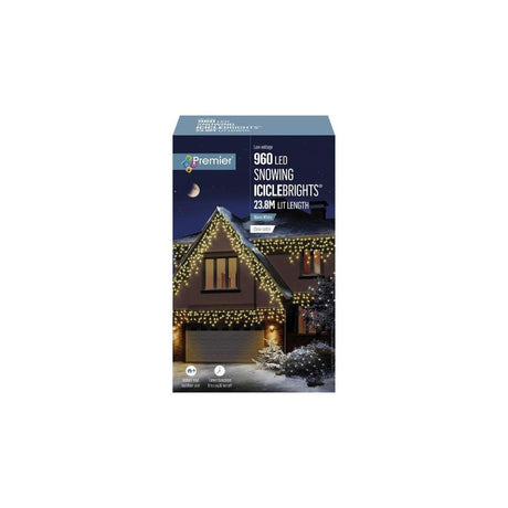 960 LED SNOWING ICICLEBRIGHTS WARM WHITE 23.8M LIT LENGTH