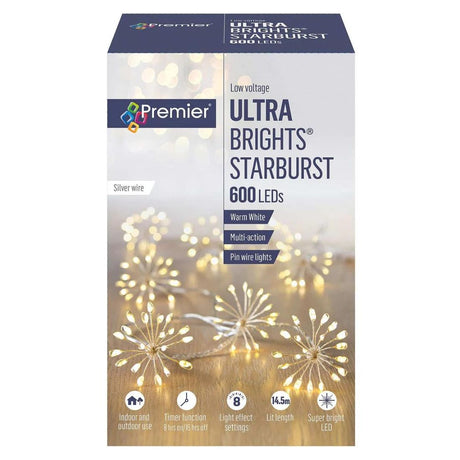 ULTRA BRIGHTS STARBURST 600 LED WARM WHITE 14.5M LIT LENGTH