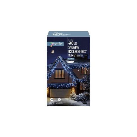 480 LED SNOWING ICICLE BRIGHTS BLUE & WHITE 11.8M LIT LENGTH