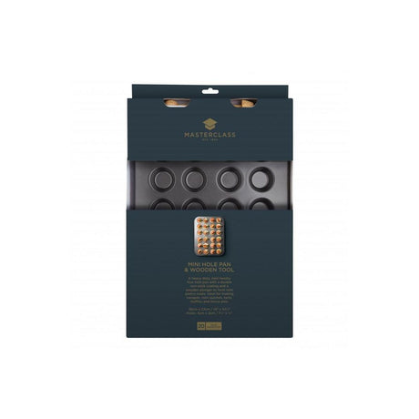 NON-STICK 24 HOLE MINI TARTLET TIN & WOODEN TOOL