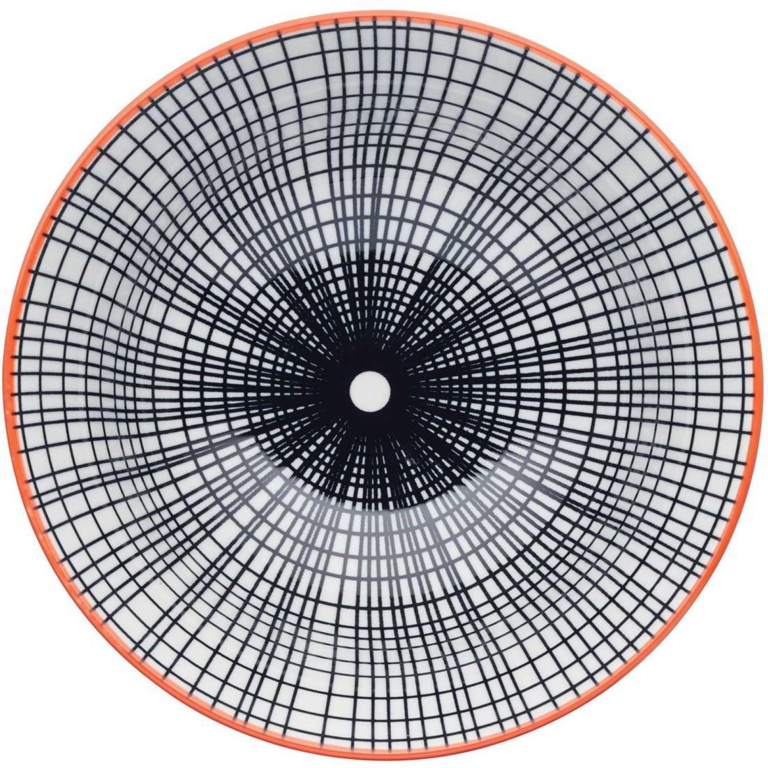 BLACK SWIRL CENTERED CERAMIC BOWL 16CM