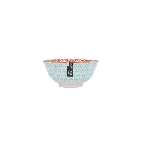 GEOMETRIC BLUE CERAMIC BOWL 16CM