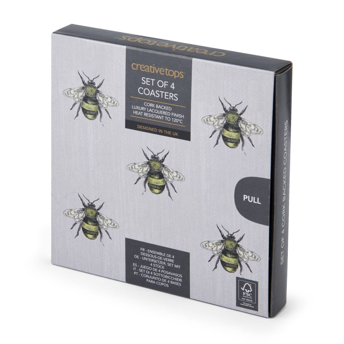 PREMIUM COASTERS SET OF FOUR BEE PRINT