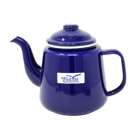 ENAMEL TEAPOT BLUE WITH WHITE RIM