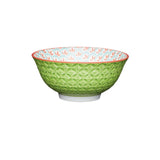 BRIGHT GREEN GEOMETRIC PRINT CERAMIC BOWL 16CM