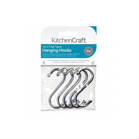 CHROME PLATED S HOOKS 8CM PACK OF FIVE