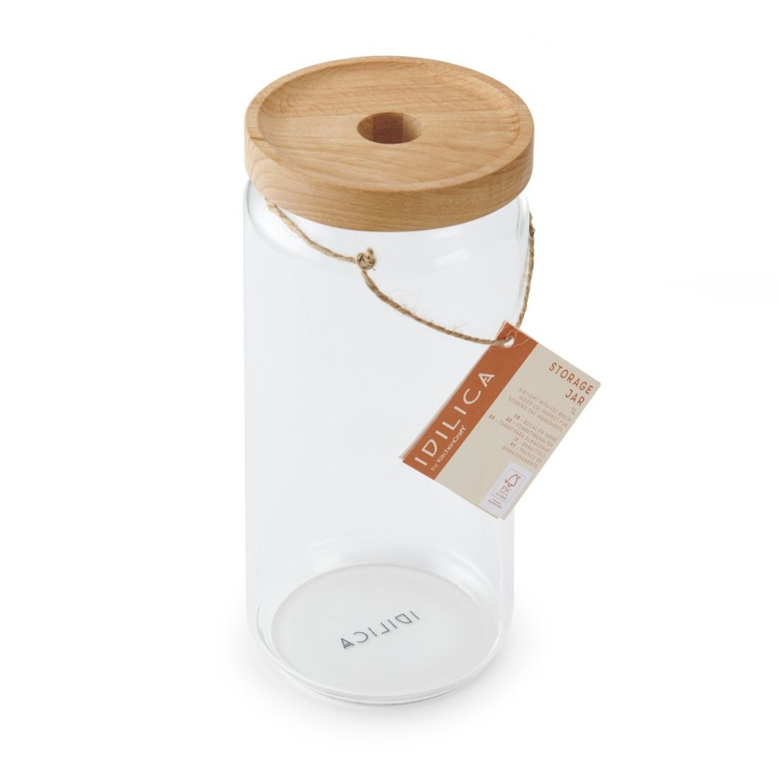GLASS STORAGE JAR WITH BEECHWOOD LID 1000ML
