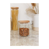 GLASS STORAGE JAR WITH BEECHWOOD LID 500ML