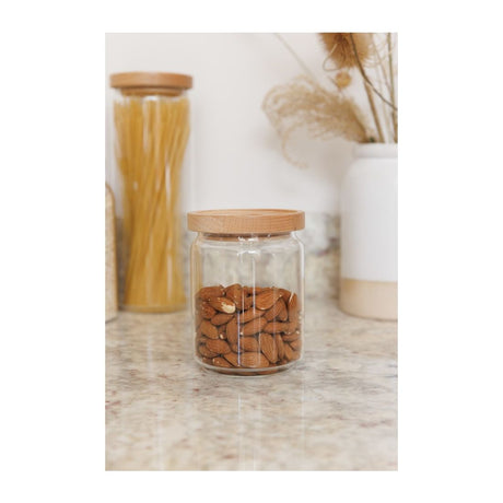 GLASS STORAGE JAR WITH BEECHWOOD LID 500ML