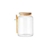 GLASS STORAGE JAR WITH BEECHWOOD LID & BAMBOO SPOON 1200ML