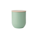 KITCHEN CANNISTER GREEN WITH BEECHWOOD LID 9CM X 10CM