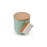 KITCHEN CANNISTER GREEN WITH BEECHWOOD LID 9CM X 10CM