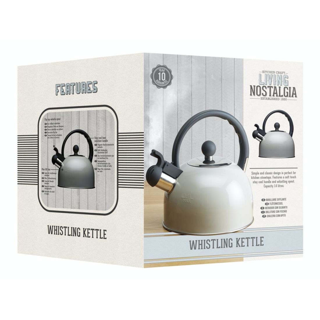 TRADITIONAL WHISTLING KETTLE FRENCH GREY 1.4L