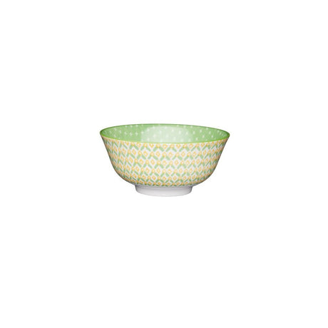 GEOMETRIC CERAMIC BOWL GREEN 16CM