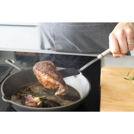 OVAL HANDLED STAINLESS STEEL NON-STICK SLOTTED TURNER