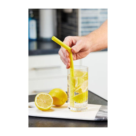 SET OF SIX SILICONE STRAWS WITH CLEANING BRUSH