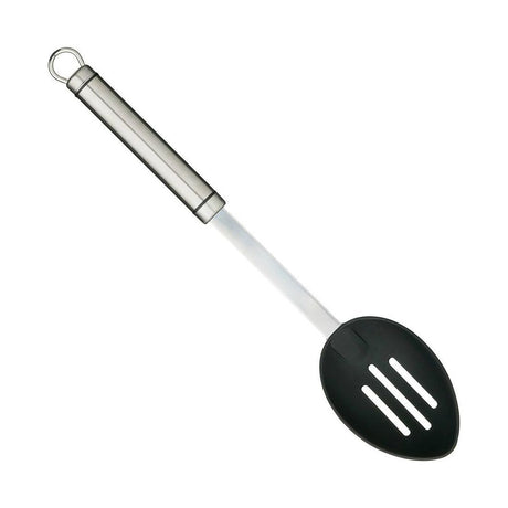 OVAL HANDLED STAINLESS STEEL NON-STICK SLOTTED SPOON