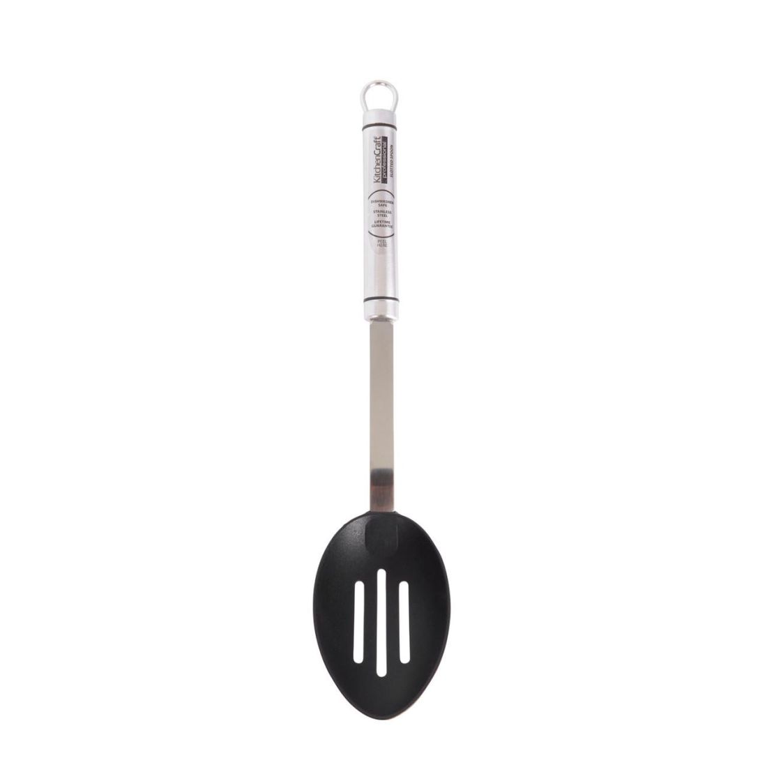 OVAL HANDLED STAINLESS STEEL NON-STICK SLOTTED SPOON