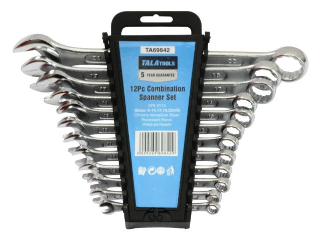 TALA TOOLS METRIC COMBINATION SPANNER SET 12 PIECE