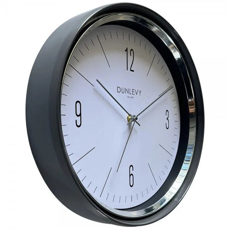 GREY & CHROME 33CM WALL CLOCK