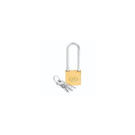 TRI-CIRCLE HEAVY DUTY LONG SHACKLE BRASS PADLOCK 38MM