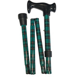 4 FOLD WALKING STICK GREEN TARTAN