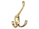 TRIPLE HAT & COAT HOOK BRASS 