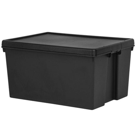 HEAVY DUTY STORAGE BOX BLACK WITH LID 96L