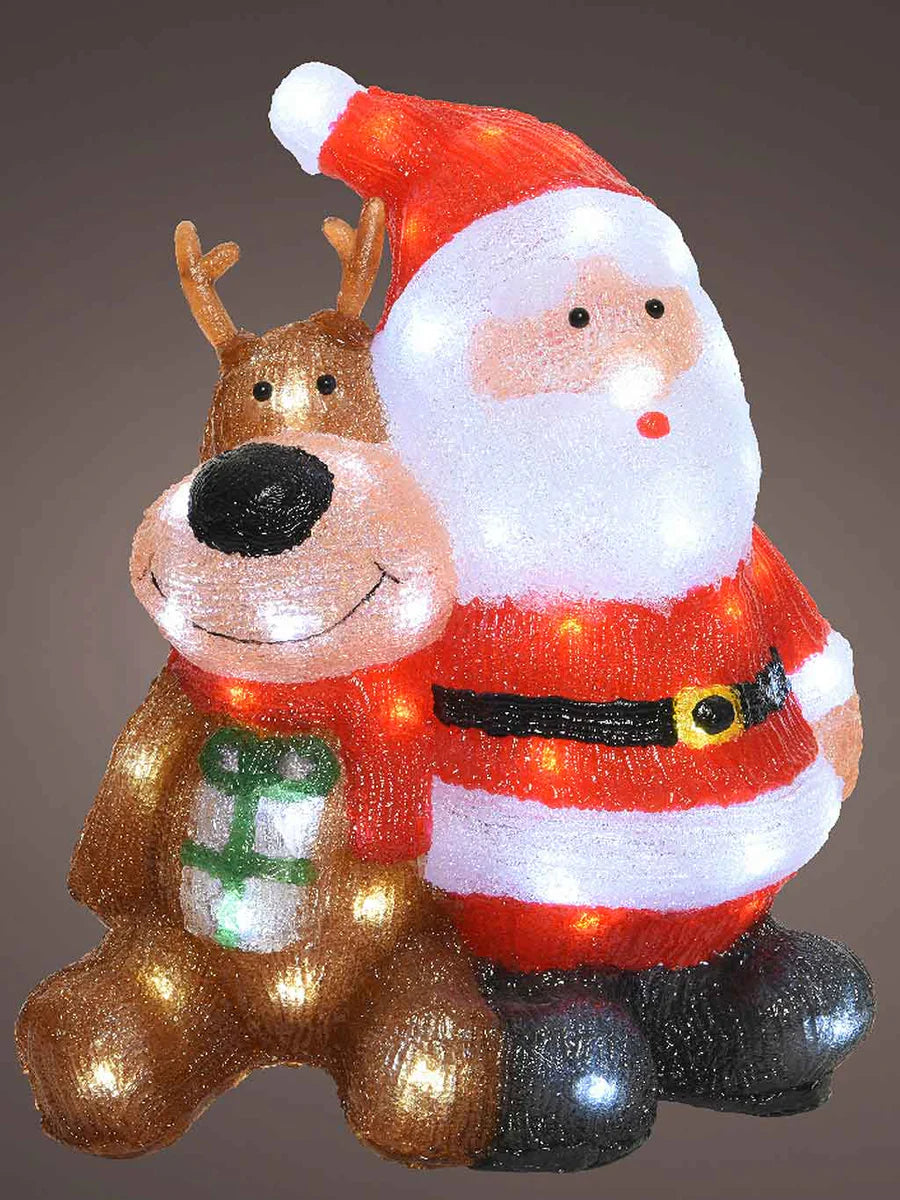 LUMINEO LED ACRYLIC SANTA WITH REINDEER