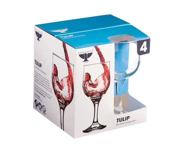 SET 4 TULIP RED WINE GLASSES