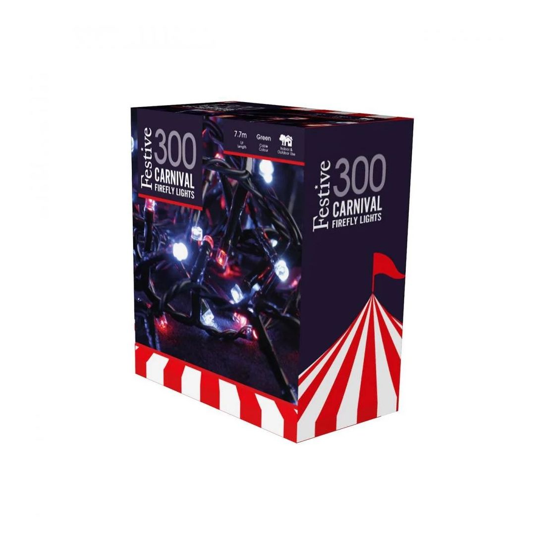 FESTIVE LED 300 CANDY CANE RED & WHITE FIREFLY LIGHTS