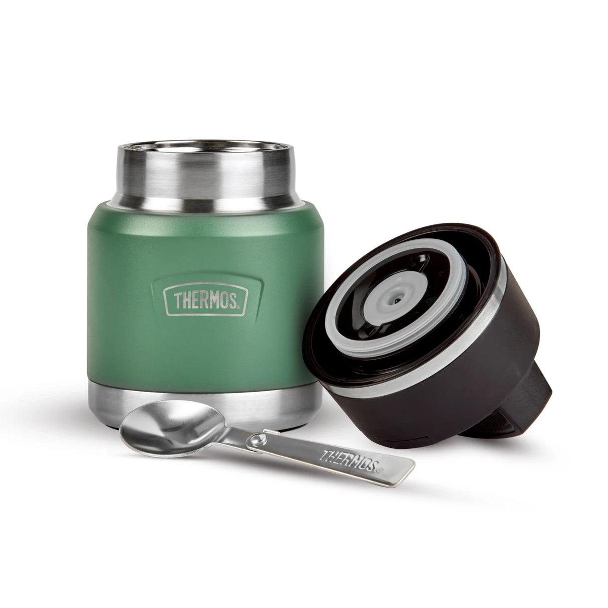 THERMOS ICON FOOD FLASK WITH HANDLE 355ML ROCK CAP GREEN