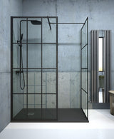 ASPECT 1100 MM WETROOM PANEL MATT BLACK TRELLIS