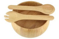 WOODEN SALAD BOWL AND SERVER