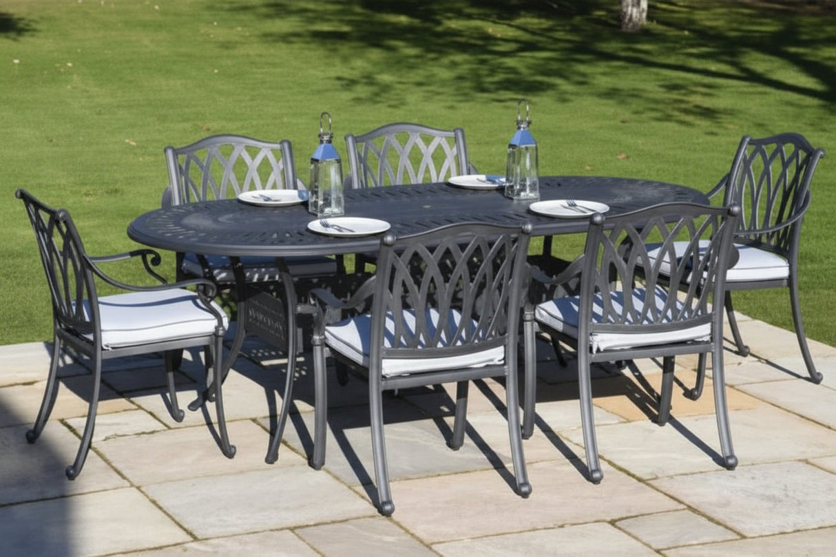 FLORENCE CAST ALUMINIUM 6 SEATER GARDEN SET