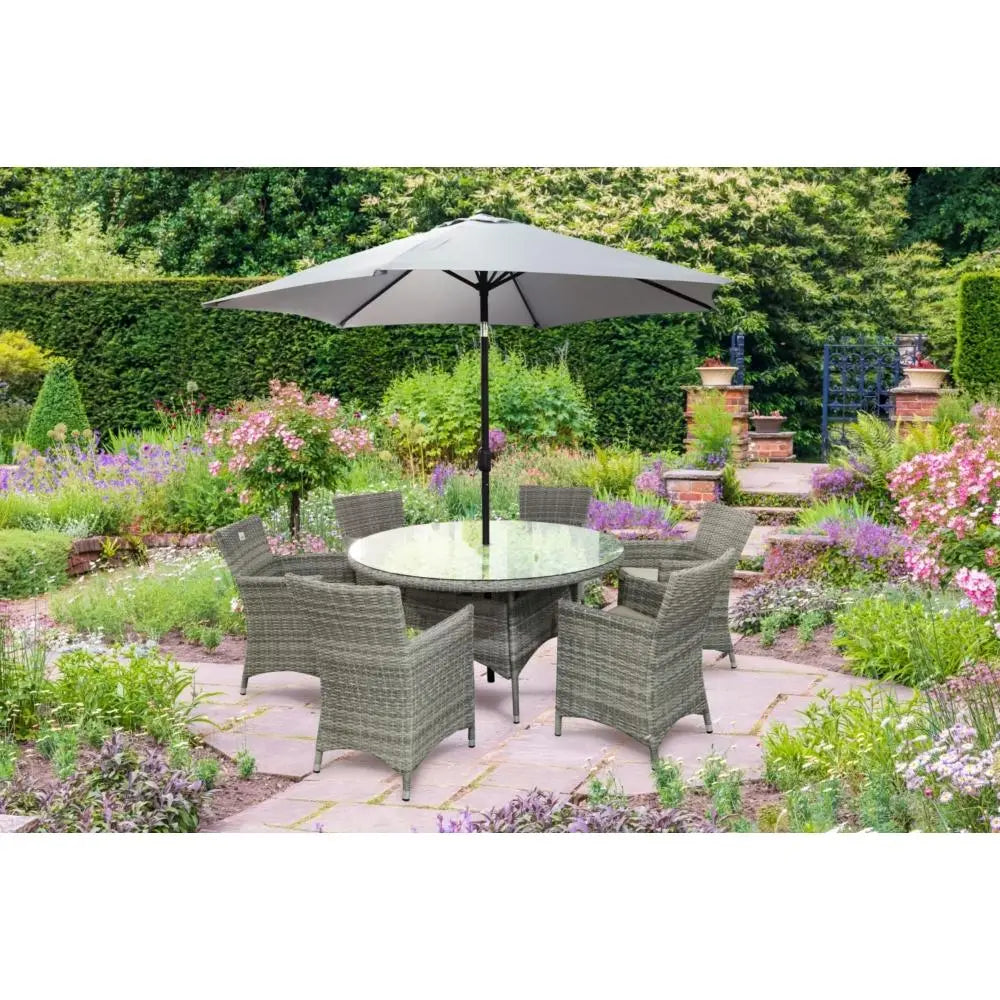 CAPRI 1.4M  ROUND RATTAN 6 SEATER SET AMALGAMATED