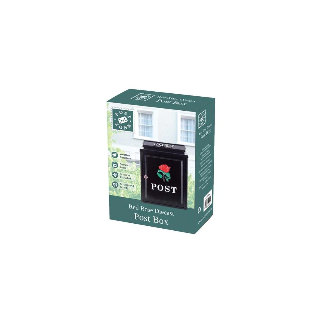 POST ZONE RED ROSE DIECAST POST BOX