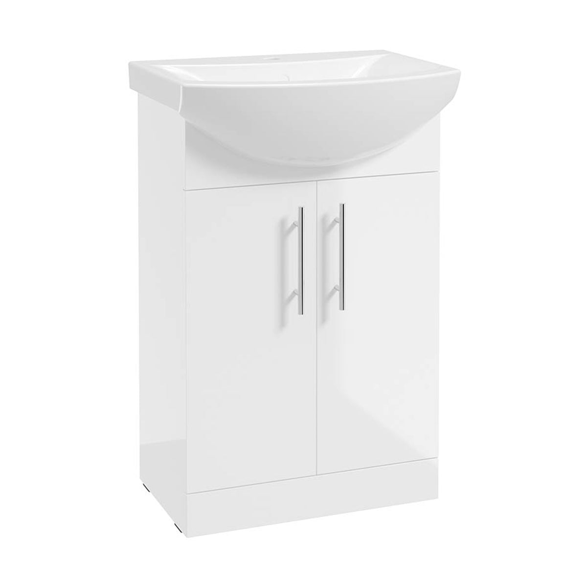 Strata Classic 55cm Floor Standing Vanity Unit and Basin Gloss White