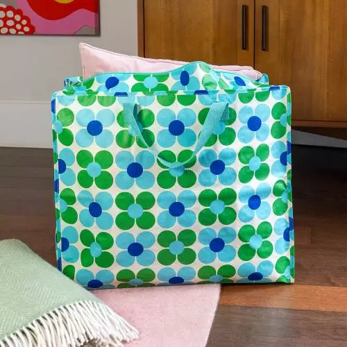 JUMBO STORAGE BAG BLUE & GREEN DAISY