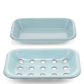 TWO PART ENAMEL SOAP DISH BLUE