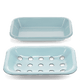 TWO PART ENAMEL SOAP DISH BLUE