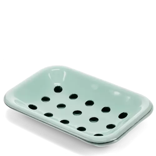 TWO PART ENAMEL SOAP DISH GREEN