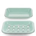 TWO PART ENAMEL SOAP DISH GREEN