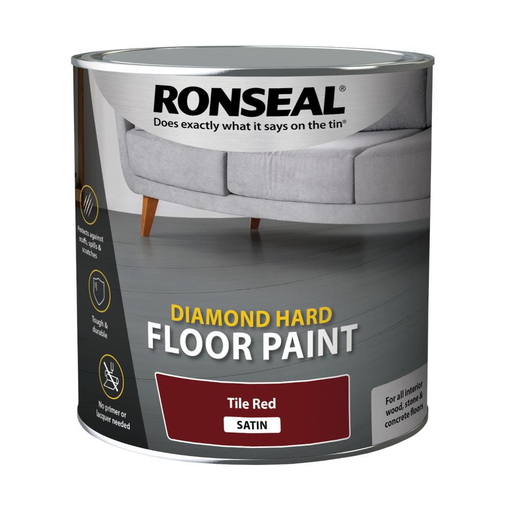 RONSEAL DIAMOND HARD SATIN FLOOR PAINT TILE RED 2.5L