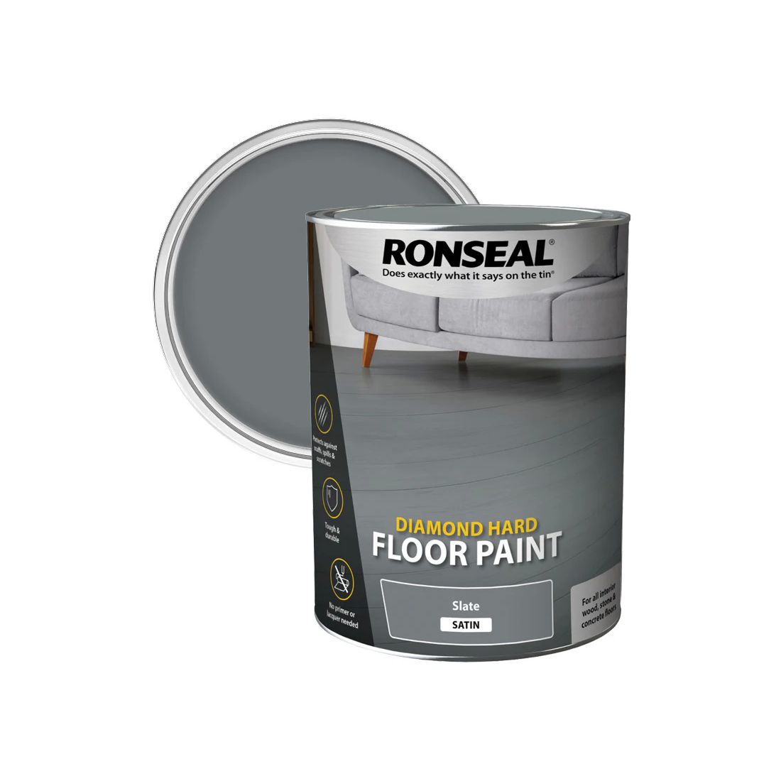 Ronseal Diamond Hard Satin Floor Paint Slate Grey 5l