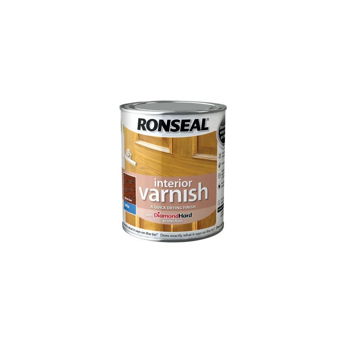 RONSEAL DIAMOND HARD INTERIOR SATIN VARNISH DARK OAK 250ML